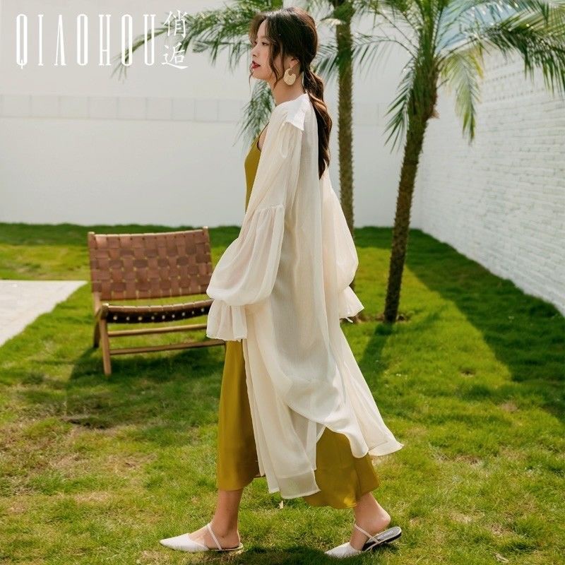 Áo Khoác cardigan chiffon Dáng Dài Chống Nắng Đi Biển Mùa Hè Cho Nữ