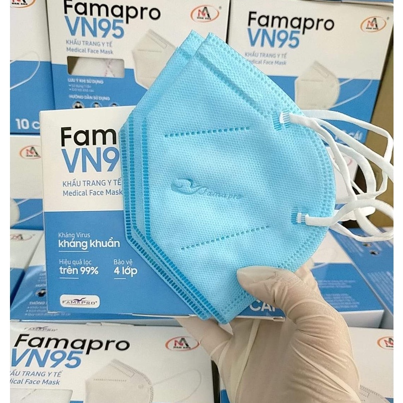 Combo 5 hộp 50 cái Khẩu Trang VN95 KHÔNG VAN FAMAPRO NAM ANH CHÍNH HÃNG HỘP 10CÁI