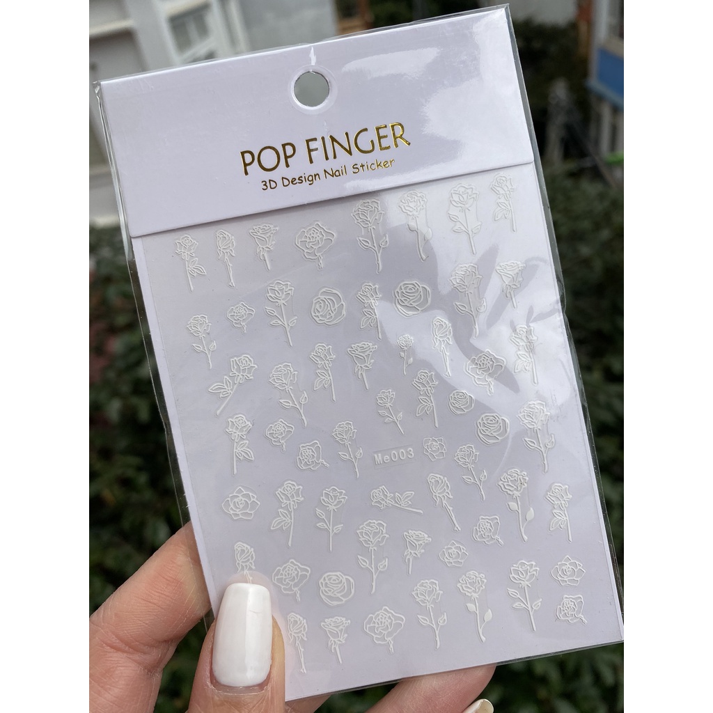 Sticker dán móng/ trang trí móng hoa hồng đen trắng siêu hót