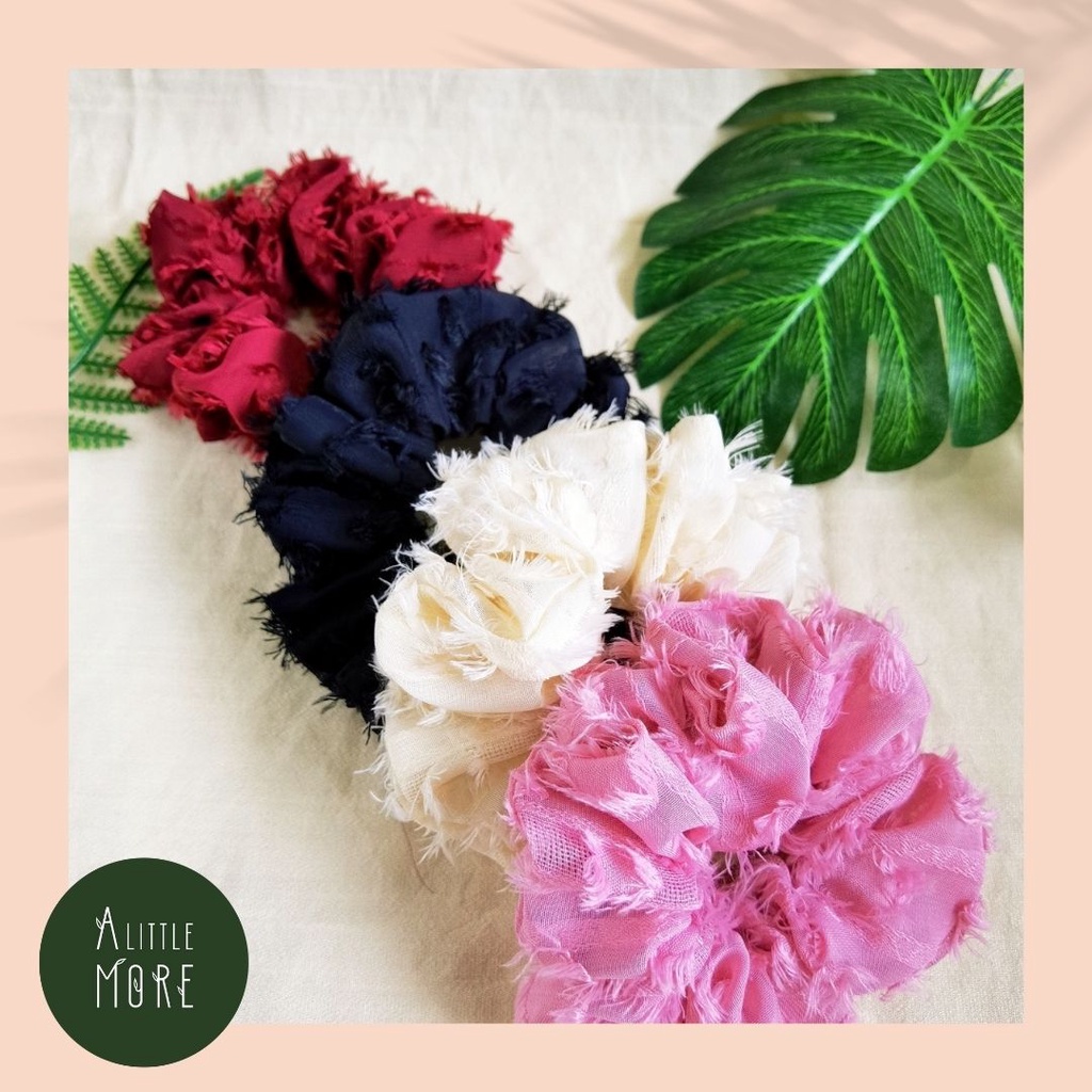 Dây Buộc Tóc Scrunchies Lông Công AlittleMORE Xinh Tươi Rạng Rỡ Ngày Đông Cột Tóc Đẹp Dễ Thương