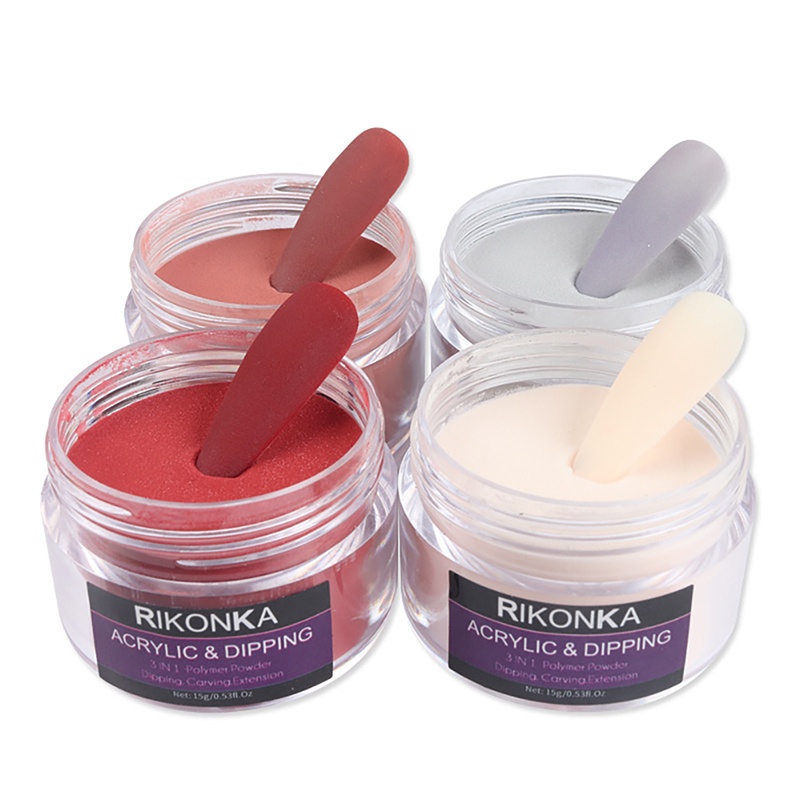 RIKONKA 15G Nude Acrylic Bột Móng Tay Nghệ Thuật 3D Họa Tiết Hoa Khắc Sắc Tố Chất Liệu Chuyên Nghiệp Làm Móng Tay Thiết Kế Trang Trí Vật Dụng