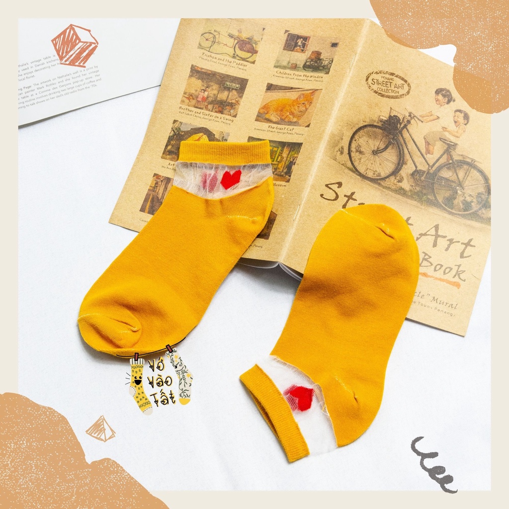 TẤT VỚ NỮ CỔ NGẮN TIM TRONG SUỐT