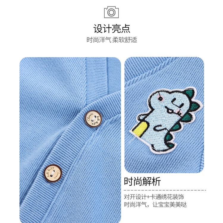 Áo khoác cardigan tay dài cổ chữ V thời trang thu đông dành cho trẻ em 70-120cm