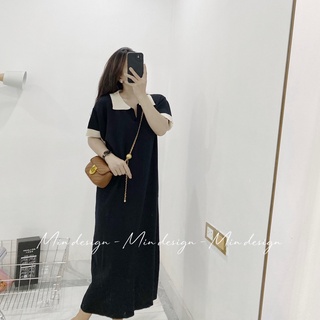 Váy len dáng suông trơn cổ bẻ