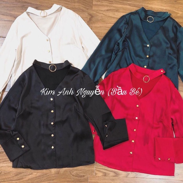 Sơ mi lụa cổ choker