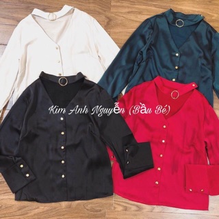 Sơ mi lụa cổ choker