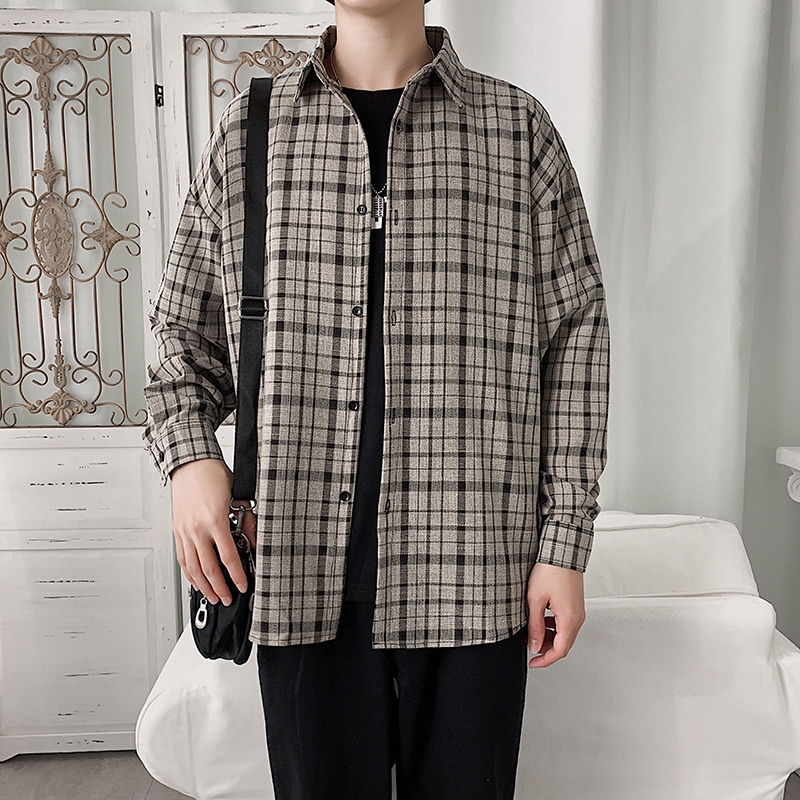 Áo sơ mi tay dài dáng rộng phong cách năng động hợp thời trang cho nam