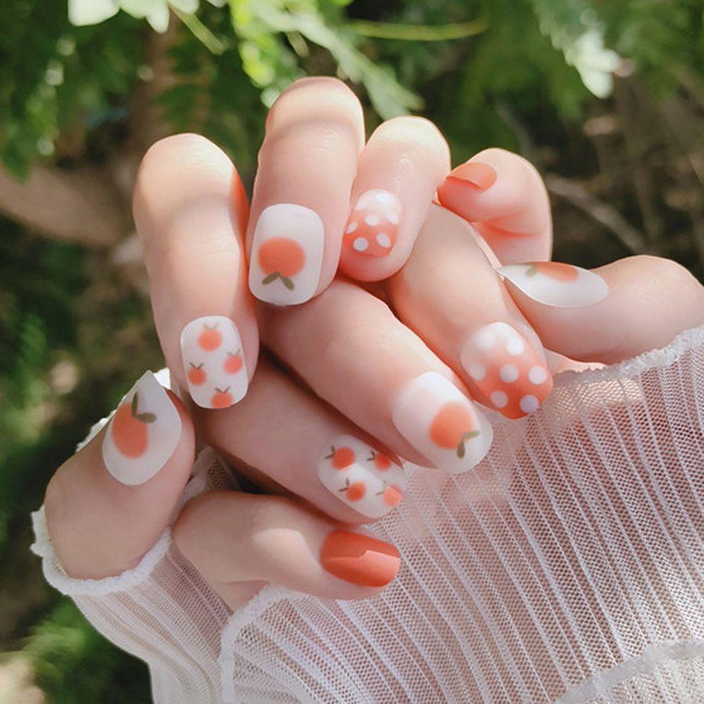 OCEANMAP Móng Tay Giả Ngắn Họa Tiết Hoạt Hình Thời Trang