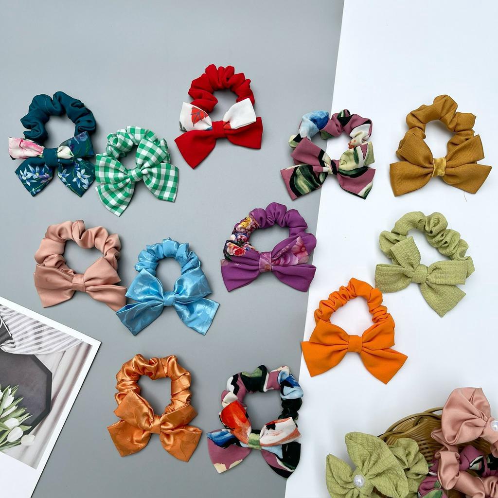 Cột tóc, buộc tóc Scrunchies phối nơ phong cách Hàn Quốc xinh xắn SHOP5SAO