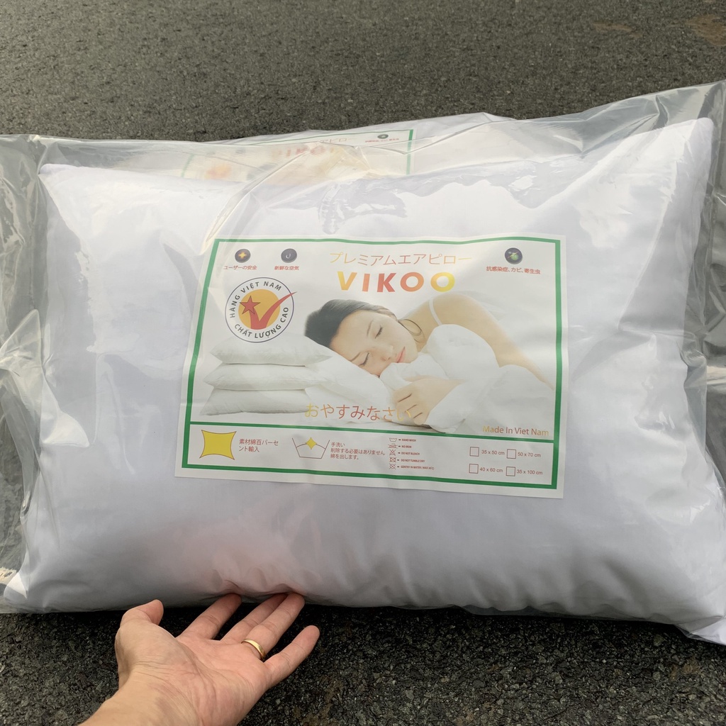 Ruột Gối Hơi Bông Gòn Vikoo Size 40 x 60, 50 x 70 Êm Ái Cho Giấc Ngủ Say