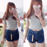 Áo croptop thun gân tay ngắn, áo croptop siêu xinh RUBY A62