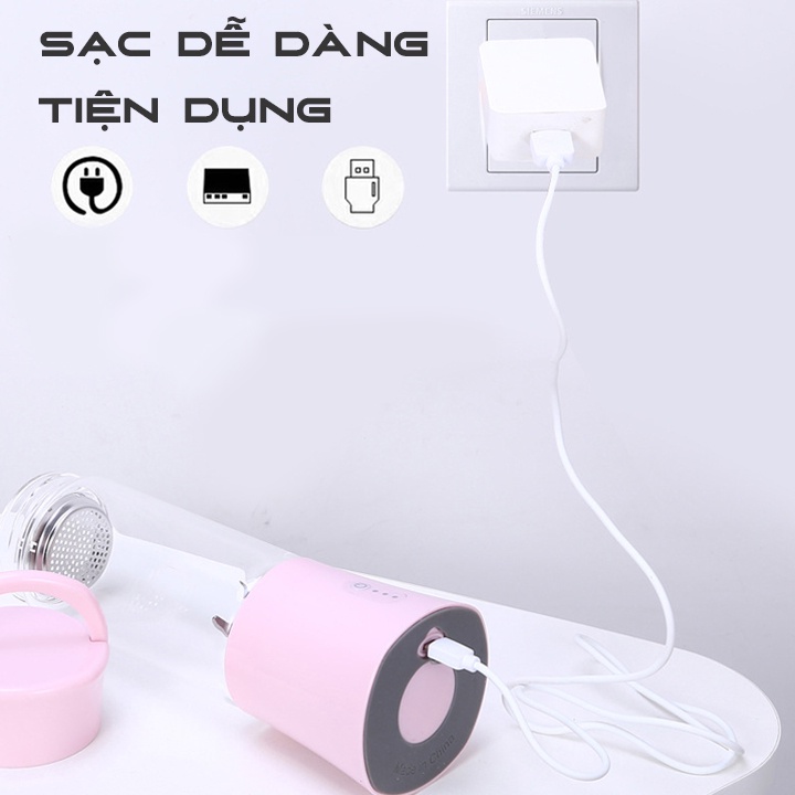 (Xả hàng)Máy say sinh tố mini sạc điện cầm tay tiện dụng 4 lưỡi dao ZDK-T8