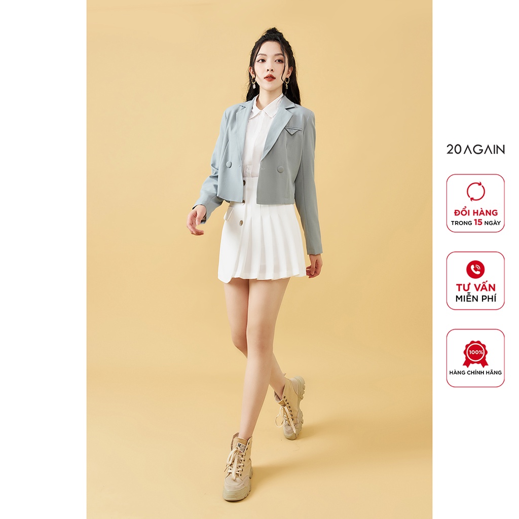 Áo vest nữ dài tay dáng ngắn 20AGAIN, thiết kế thanh lịch, trẻ trung, chất liệu tuýt si cao cấp VBA1825 | BigBuy360 - bigbuy360.vn