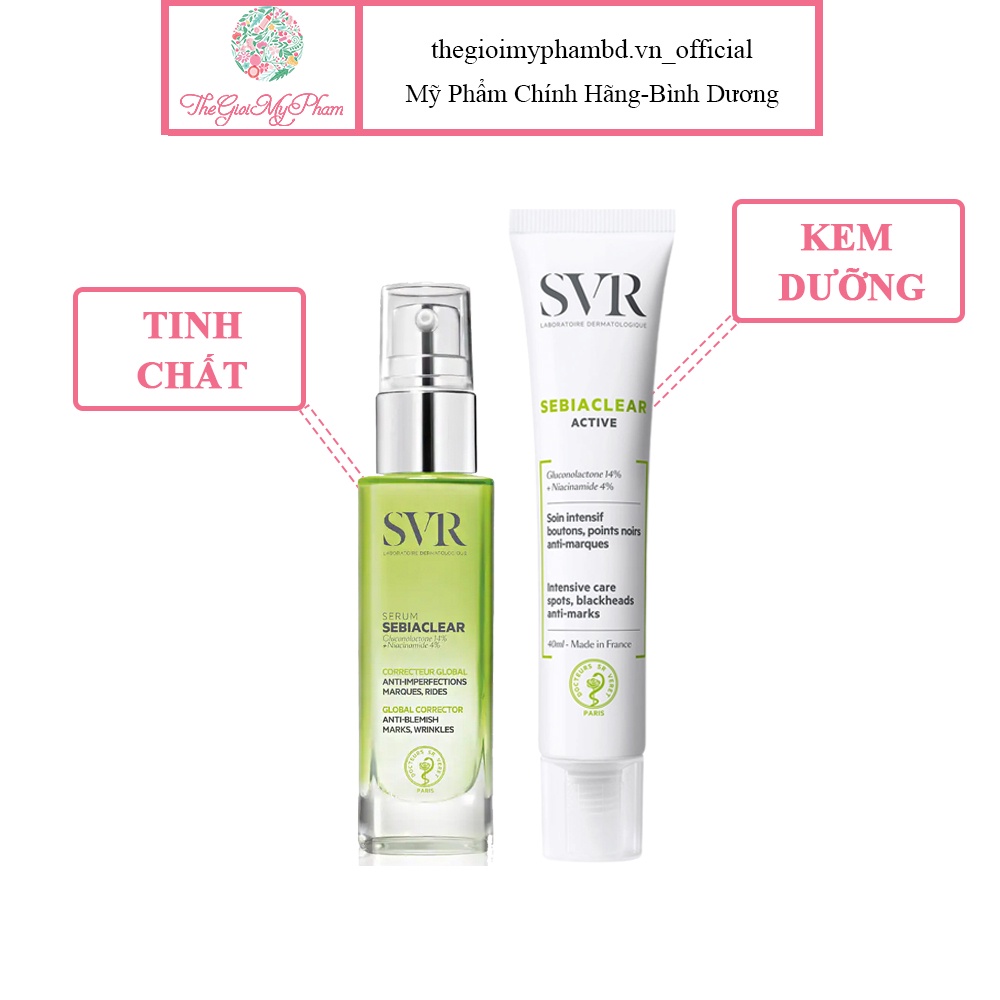 Bộ Đôi Giảm Mụn Giảm Thâm SVR Secbiaclear Serum 30ml + SVR Secbiaclear Active 40ml