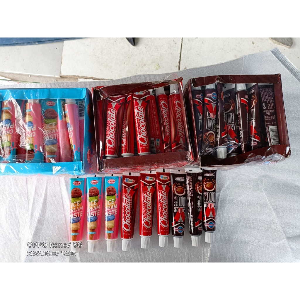 [ Ăn vặt trẻ em ] Combo 30 tuýp kẹo kem đánh răng vị Socola / Dâu tây / Kem vanni sữa tuýp 30g