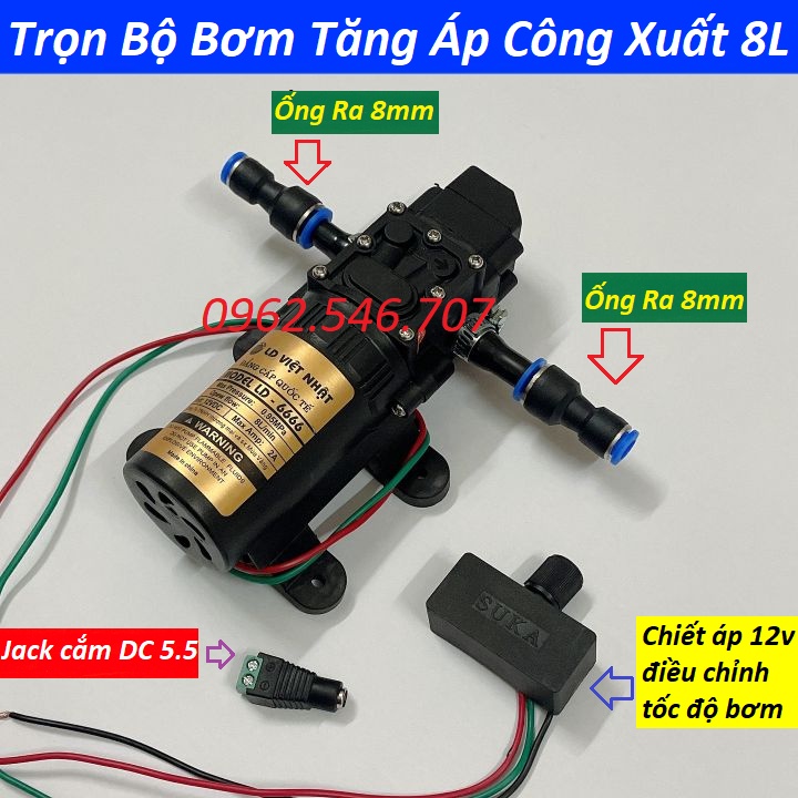 Máy bơm 12v tăng áp tự động ngắt - máy bơm nước 12v