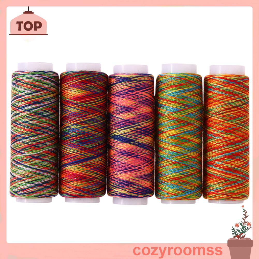 Bộ 5 Cuộn Chỉ Màu Cầu Vồng Dùng May Vá
