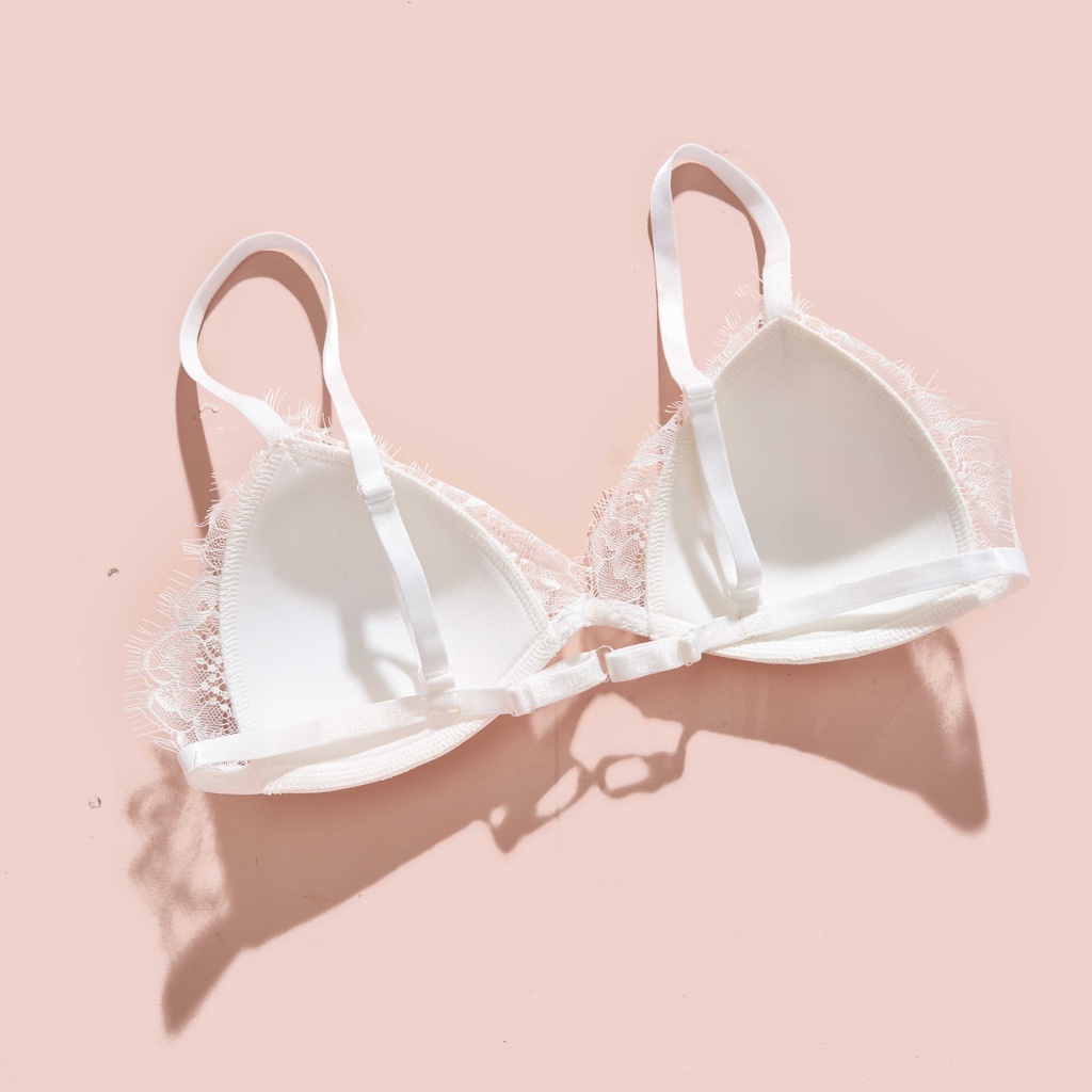 Áo bra ren không gọng đệm mút mỏng nâng nhẹ sexy lông mi trắng BEST WHITE PREMIUM Mebra A022