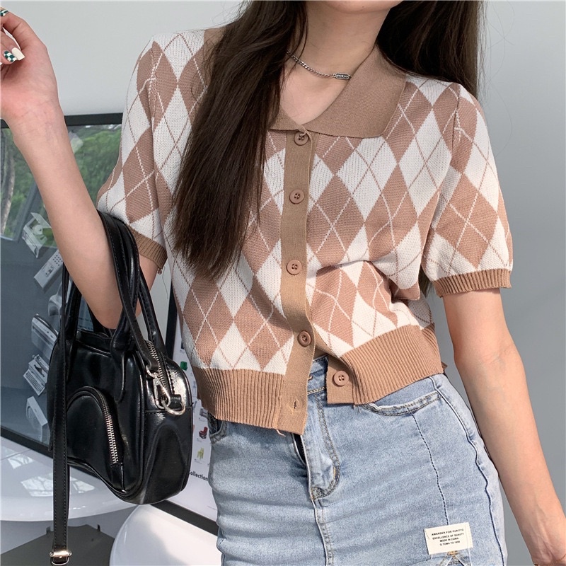 Áo Polo Nữ Trám Croptop Phối Chân Váy, Quần Siêu Xinh