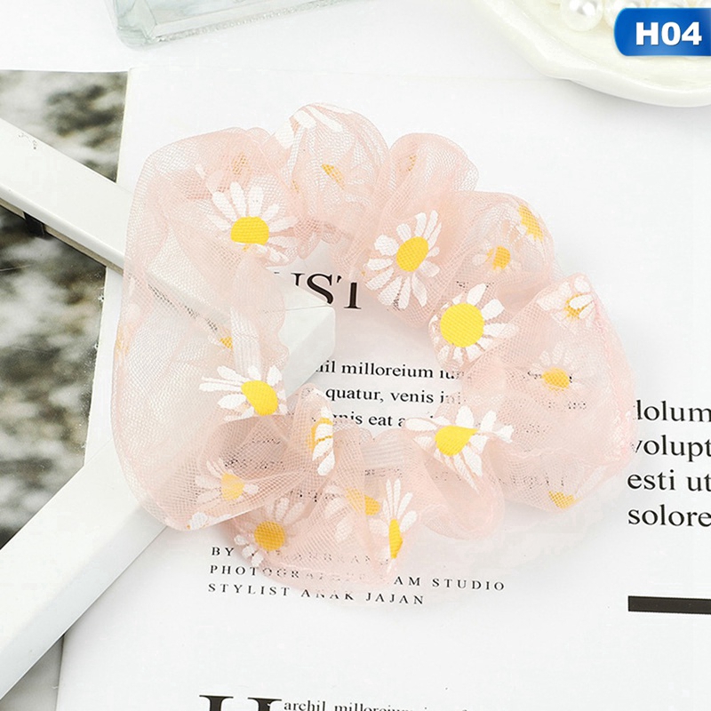Dây buộc tóc thiết kế in hoa cúc độc đáo xinh xắn cho nữ