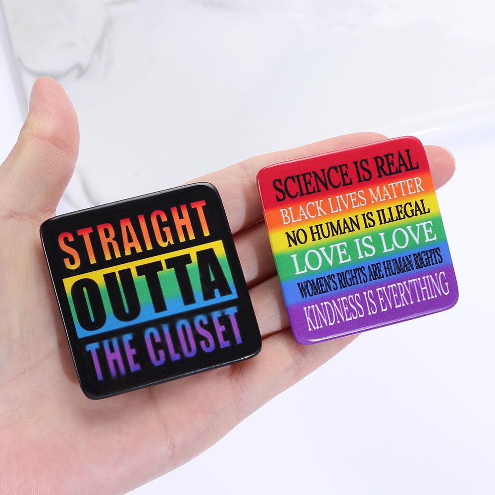 Huy hiệu cài áo hình vuông in họa tiết cờ biểu tượng LGBT thời trang cho nam và nữ