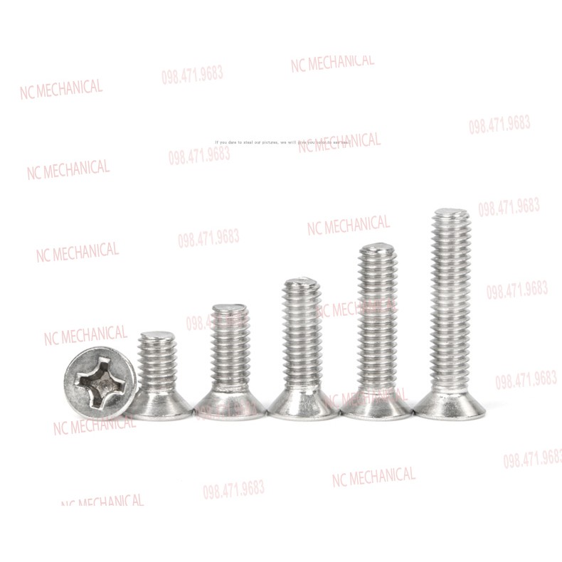 ỐC BAKE inox 304  M1.6 đầu bằng lỗ chữ thập ren mịn
