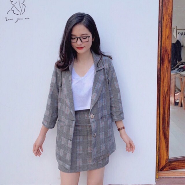 Set Vest Kèm Chân Váy Công Sở Cao Cấp / Ảnh Thật