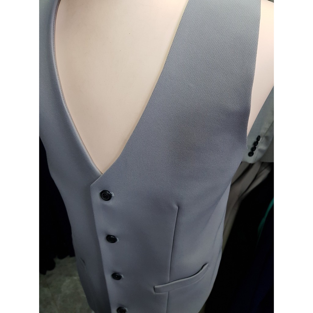 Áo gile nam form ôm body màu xám ghi trẻ trung + nơ đen