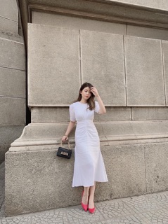 ĐẦM MAXI TRẮNG ĐUÔI CÁ NHÍU NGỰC