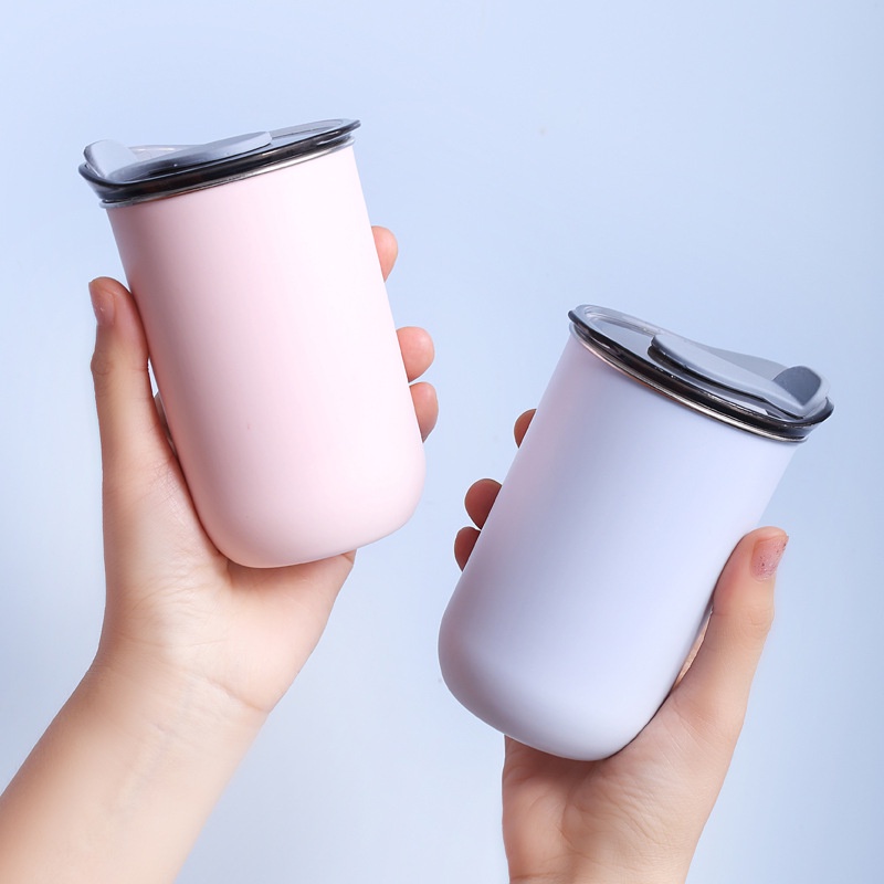 Cốc Uống Nước Giữ Nhiệt 300ml Bằng Thép Không Gỉ Thân Thiện Với Môi Trường Kèm Nắp Đậy Ốp