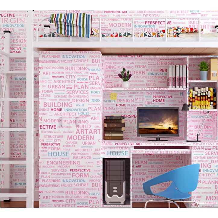 Decal giấy dán tường in chữ tiếng anh màu hồng cá tính khổ 60cm keo sẵn