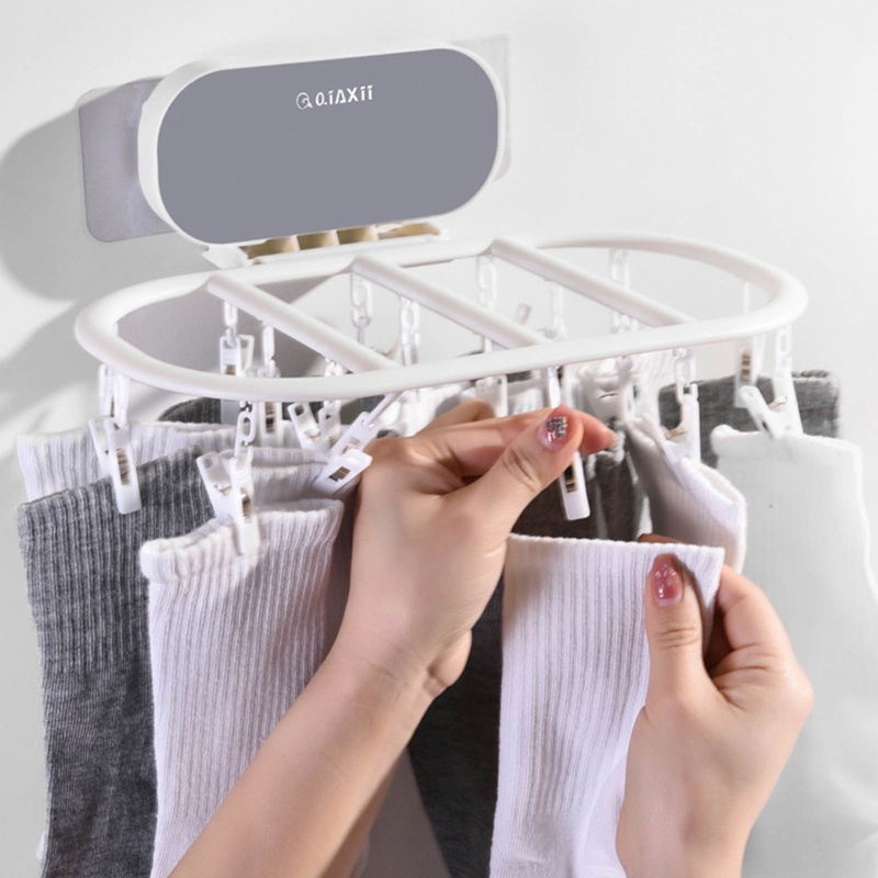 Giá Đỡ Phơi Đồ Lót / Vớ / Đồ Lót Gắn Tường Siêu Dính Có Thể Gập Lại Đa Năng