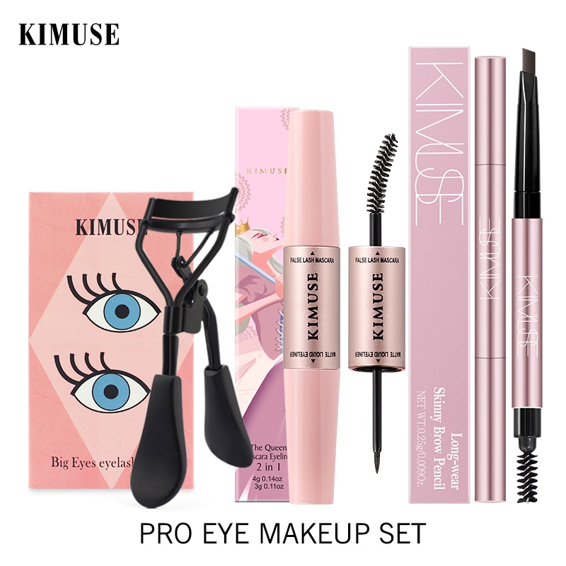 Mascara Kiêm Bút Kẻ Mắt / Chì Kẻ Mày Hai Đầu / Dụng Cụ Bấm Mi Kimuse Thiết Kế 2 Trong 1