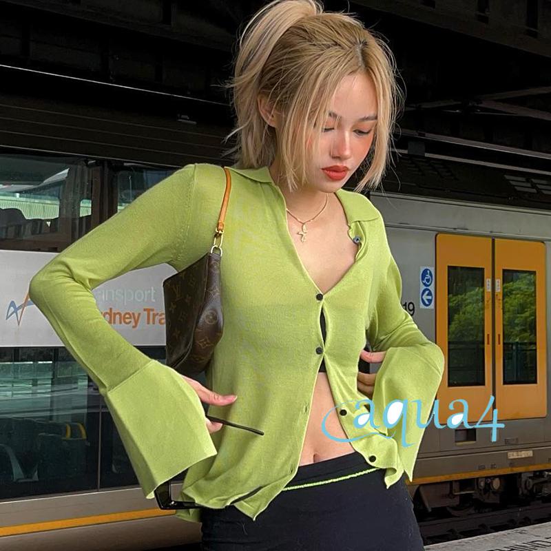 Áo Cardigan Cài Nút Phong Cách Cổ Điển Y2K Cho Nữ