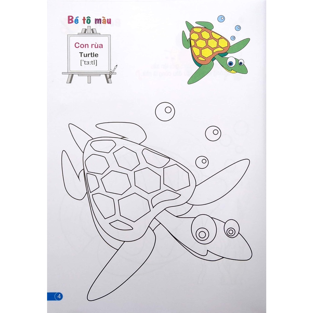 Sách Bé Tập Làm Họa Sĩ - Bé Tô Màu - Tập 1 - Động Vật Dưới Nước (Việt - Anh)