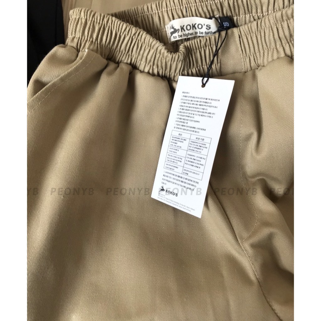 Quần Baggy Kaki Dáng Suông PEONYB Unisex [FREESHIP] 🌸 Culottes khaki cạp chun trơn màu ĐEN | BE Ulzzang HOT 🌸 | BigBuy360 - bigbuy360.vn