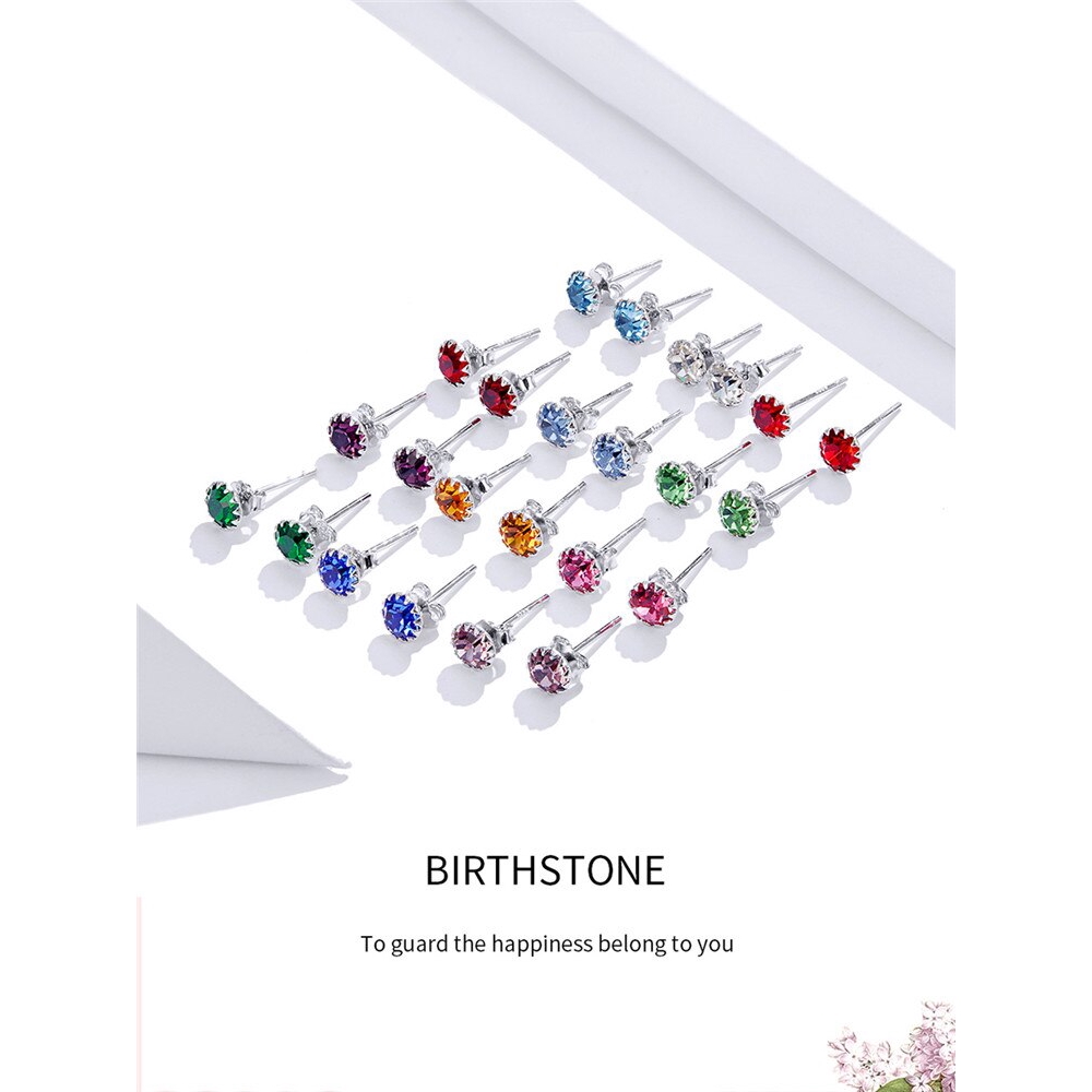 Bông tai bạc 925 BAMOER SCE862 đính đá zircon
