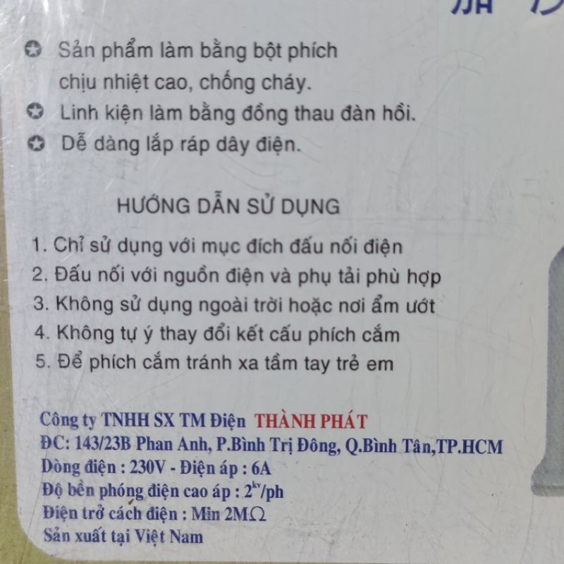 Phích cắm nối âm, phích cái CASASI nhựa PC chống cháy