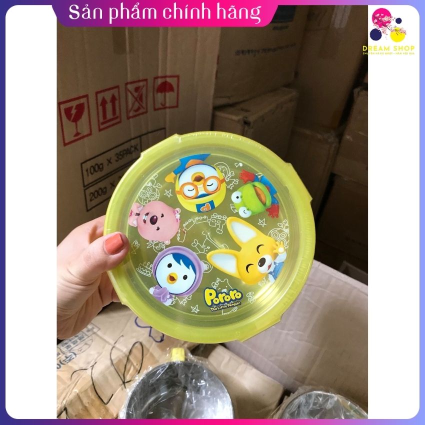 Bát ăn Inox có nắp khóa Pororo size nhỏ 12 x 12 x 6cm -Dreamshop.vn