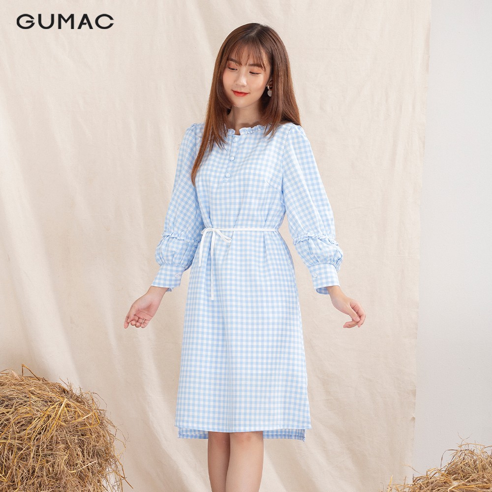 [Mã WAGU12 giảm 20% tối đa 50k đơn 150k] Đầm caro suông tay phồng DA1016 GUMAC | BigBuy360 - bigbuy360.vn