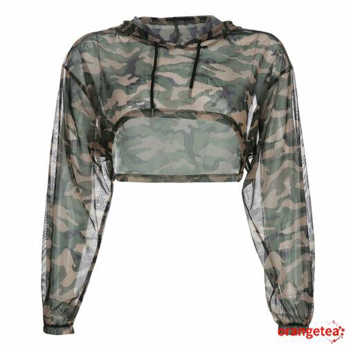 Áo thun tay dài hoạ tiết camo thời trang cho nữ