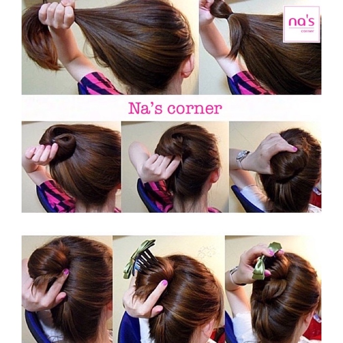 Xược lược búi tóc tiếp viên hàng không kiểu pháp French twist con sò