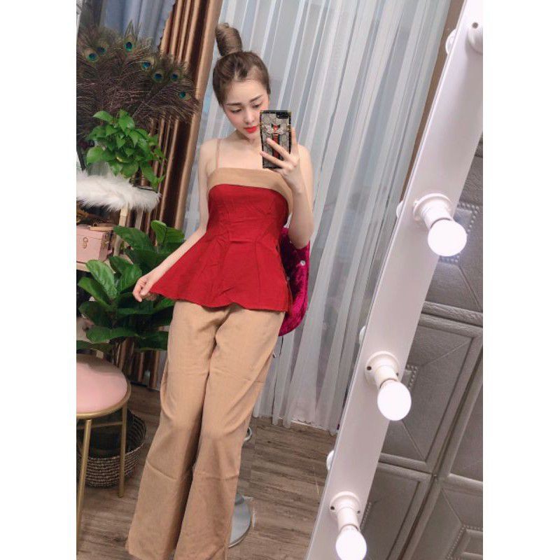 Set áo xẻ tà + quần suông siêu Hot