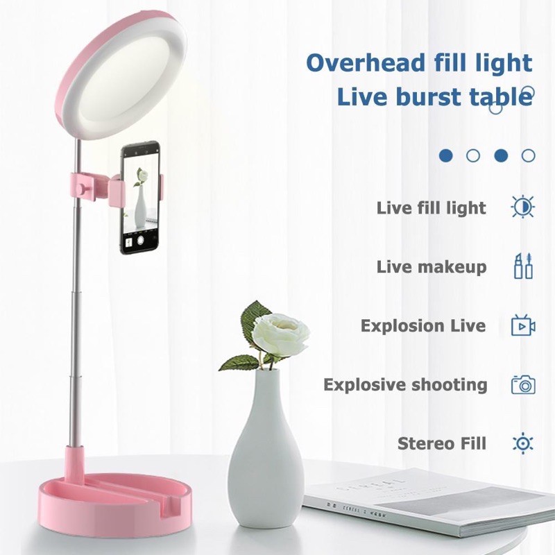 ĐÈN LED LIVESTREAM G3 TÍCH HỢP GƯƠNG TRANG ĐIỂM KÈM GIÁ ĐỠ ĐIỆN THOẠI ĐỂ BÀN CÓ THỂ GẤM GỌN ĐA NĂNG | WebRaoVat - webraovat.net.vn