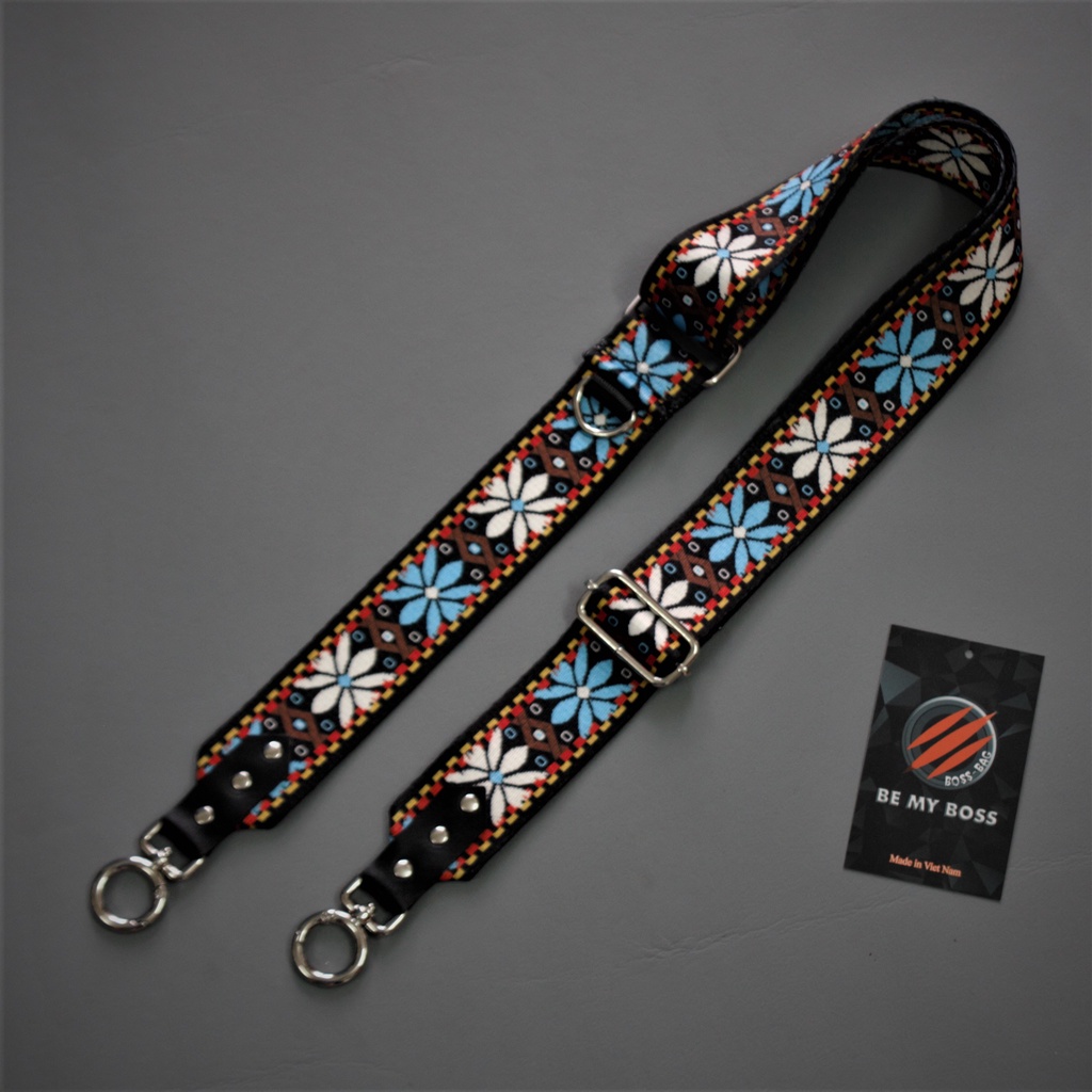 Dây đeo chéo Poly cho túi xách, máy ảnh thổ cẩm Hoa Lá 3