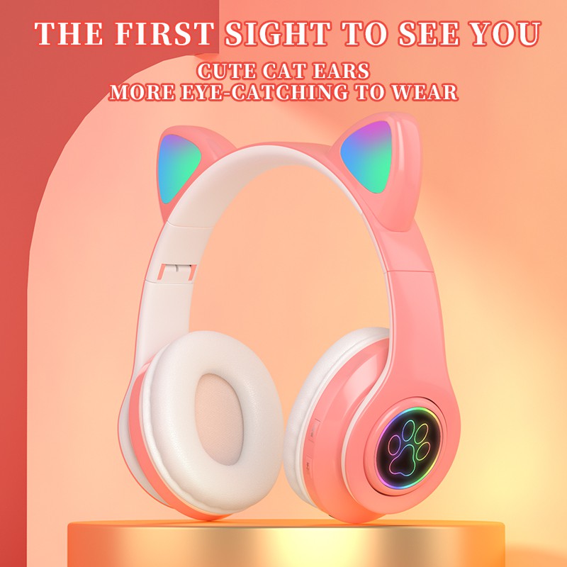 Y501ai Nghe Mèo Bluetooth không dây hồng tím tai nghe Chơi Game Hình Tai chụp tai có mic Đáng Yêu Kèm Phụ Kiện phụ kie
