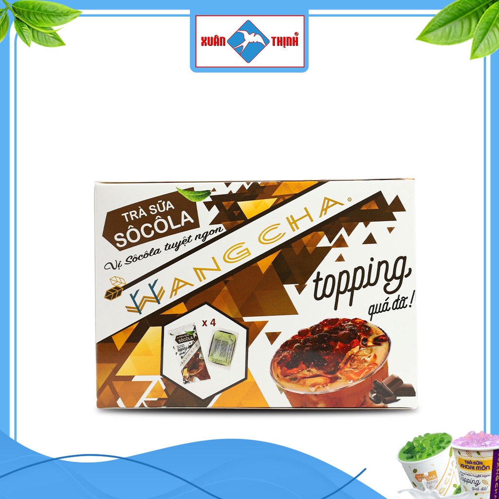 Hộp Trà Sữa Wangcha Vị Socola pha trà sữa tiện lợi kèm 4 túi thạch 3Q caramel - Trà Sữa Vị Socola cao cấp, dễ sử dụng