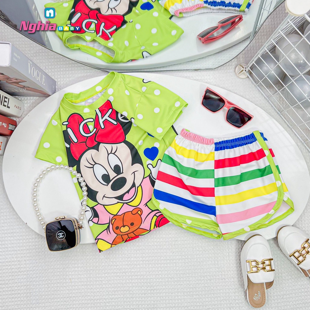 Đồ bộ thun lạnh quần đùi áo ngắn tay NGHĨA BABY dành cho bé gái từ