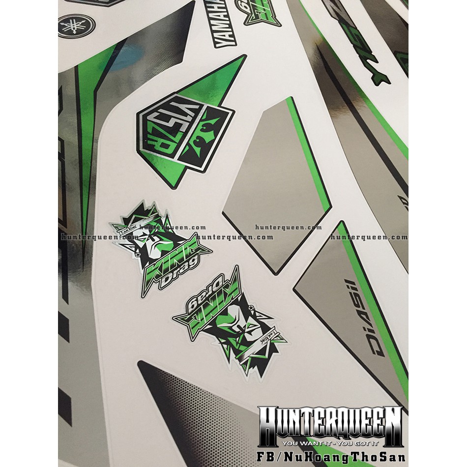 Tem Exciter 150. Tem rời CROM Y15ZR đơn giản, chỉ xanh lá, dán xe đen. Xe màu khác vui lòng inbox