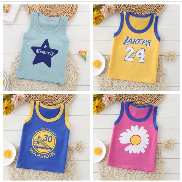 Áo ba lỗ/sát nách cho bé nam nữ, in hình ngộ nghĩnh chất cotton thoáng mát mùa hè